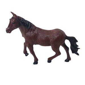 Greenbrier Brown Plastic Stallion Horse Figurine Farm Animal Toy 6" Black Mane